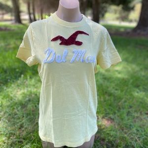 Hollister~woman’s medium yellow T-shirt Del Mar Embroidered logo